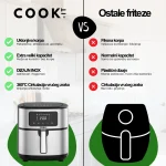COOK-IT Airfryer friteza na vruć vazduh - 8L XXL - Slika 3