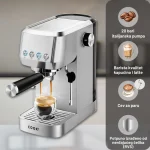Espresso aparat 20 bara – Aparat za kafu sa pritiskom od nerđajućeg čelika– Sa parnom cevi – Espresso, kapućino i latte – Rezervoar za vodu 1,3L – COOK-IT - Slika 11