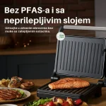 COOK-IT QuickPress Grill – PFAS-free nelepljivi premaz – Otvaranje 180° – Posuda za skupljanje masnoće – Cool Touch ručka - Slika 2