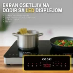 cook it indukciona ploča 2 ringle – 1500w + 2000w, tajmer, 8 nivoa, touch kontrola, crna