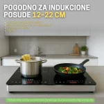 cook it indukciona ploča 2 ringle – 1500w + 2000w, tajmer, 8 nivoa, touch kontrola, crna