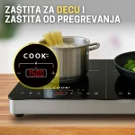 cook it indukciona ploča 2 ringle – 1500w + 2000w, tajmer, 8 nivoa, touch kontrola, crna