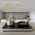 cook it indukciona ploča 2 ringle – 1500w + 2000w, tajmer, 8 nivoa, touch kontrola, crna