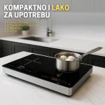 cook it indukciona ploča 2 ringle – 1500w + 2000w, tajmer, 8 nivoa, touch kontrola, crna